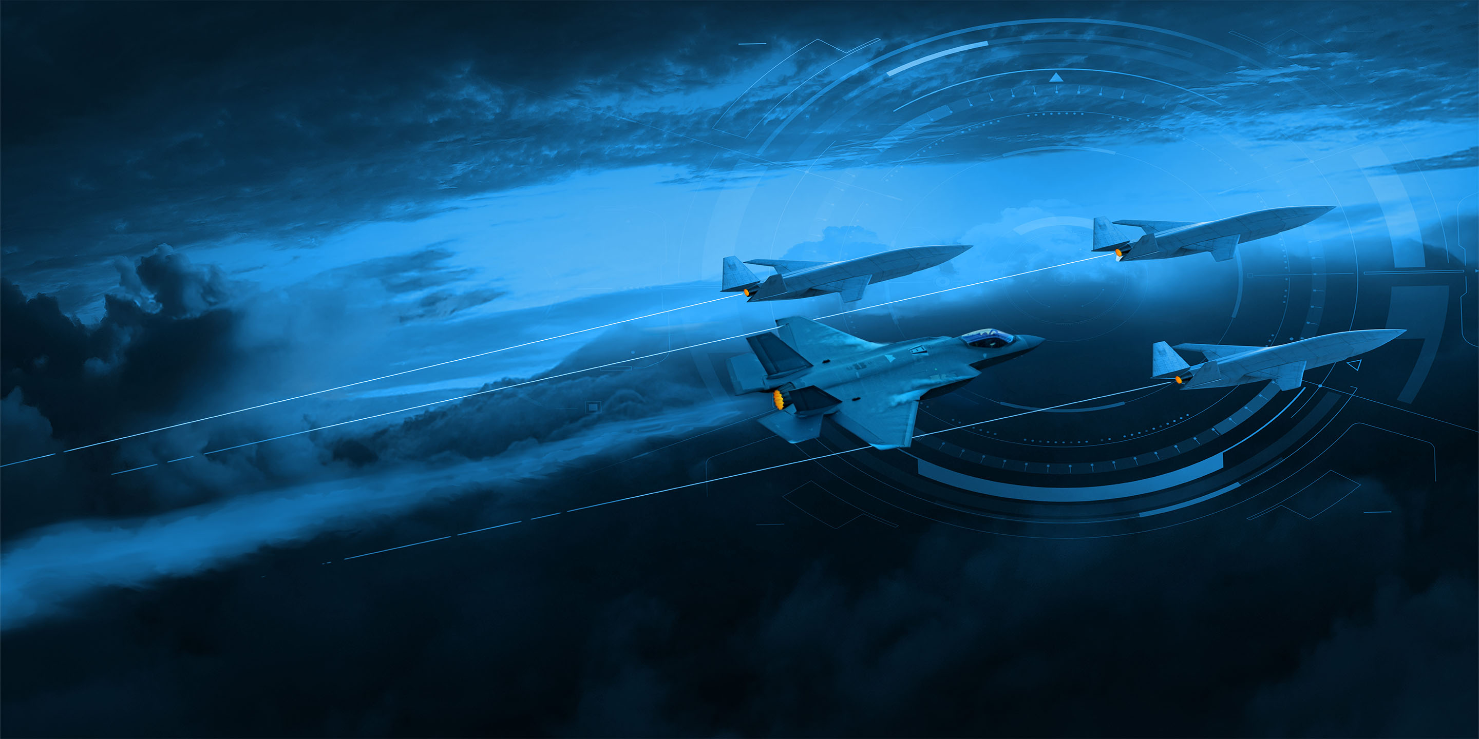  conceptual representation of a sixth-generation fighter aircraft operating alongside autonomous drone wingmen