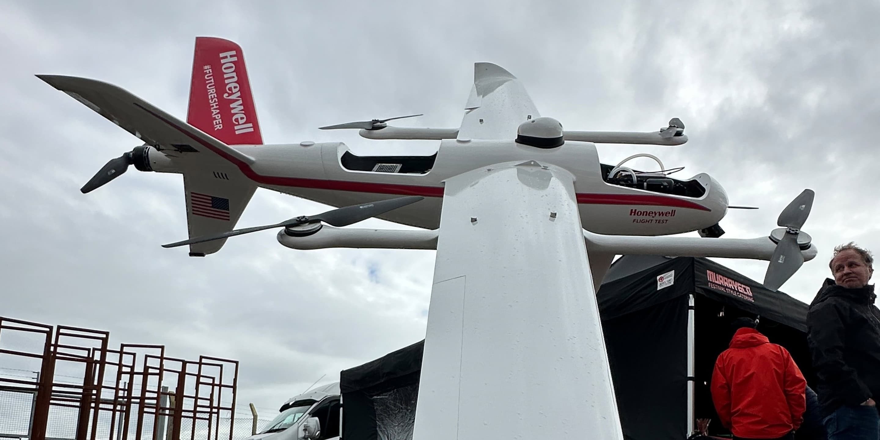 an airplane on display, highlighting its structure and aviation technology